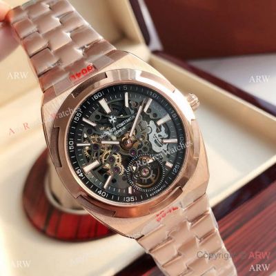 Replica Vacheron Constantin Overseas Skeleton Rose Gold 41 Watch For Sale